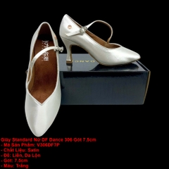 Giày Standard Nữ DF Dance 306 Gót 7.5cm (V306DF7P) - Trắng Nhọn + Size