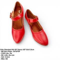 Giày Standard Nữ DF Dance 307 Gót 5.5cm (307DF5P) - Đỏ + Size