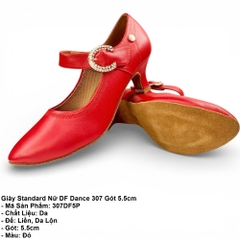 Giày Standard Nữ DF Dance 307 Gót 5.5cm (307DF5P) - Đỏ + Size
