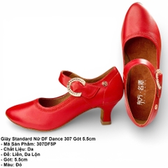 Giày Standard Nữ DF Dance 307 Gót 5.5cm (307DF5P) - Đỏ + Size