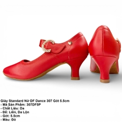 Giày Standard Nữ DF Dance 307 Gót 5.5cm (307DF5P) - Đỏ + Size