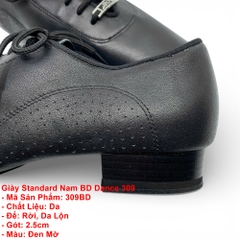Giày Standard Nam BD Dance 309 (309BD) - Đen Mờ