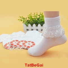Tất Bé Gái Cổ Phối Ren Trắng (TatBeGai) - 18-20 (Giày 29-31)