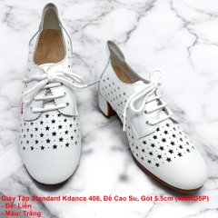 Giày Tập Standard Kdance 406, Đế Cao Su, Gót 5.5cm (406KD5P) - Trắng