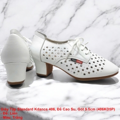 Giày Tập Standard Kdance 406, Đế Cao Su, Gót 5.5cm (406KD5P) - Trắng