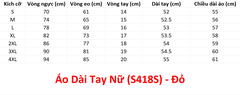 (Doubl) Áo Dài Tay Nữ (S418S) - Đỏ + Size