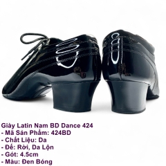 Giày Latin Nam BD Dance 424 (424BD) - Đen Bóng + Size