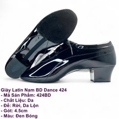 Giày Latin Nam BD Dance 424 (424BD) - Đen Bóng + Size