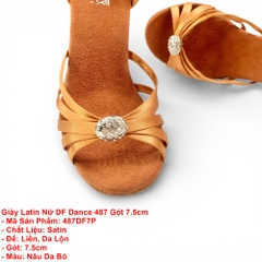 Giày Latin Nữ DF Dance 487 Gót 7.5cm (487DF7P) - Nâu Da Bò + Size