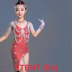 Váy Bé Gái Liền Thân Ngọc Trai (VTENT) - Đỏ + Size