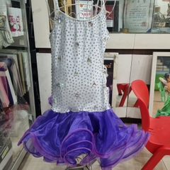 (VTCT) Váy Bé Gái Áo Trắng Đính Đá - Chân Váy Tím + Size