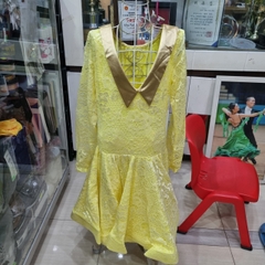 (VMV) Váy Bé Gái Cổ V - Vàng + Size