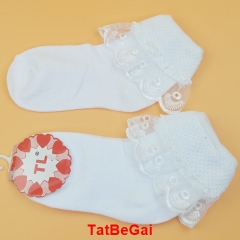 Tất Bé Gái Cổ Phối Ren Trắng (TatBeGai) - 20-22 (Giày 32-34)