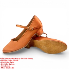 Giày Standard Nữ Hurray 501 Gót Vuông (501HR) - Nâu Da Bò