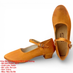Giày Bé Gái Standard 501Y Gót Vuông (501Y) - Nâu Da Bò