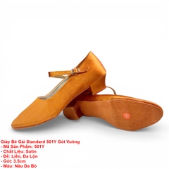 Giày Bé Gái Standard 501Y Gót Vuông (501Y) - Nâu Da Bò