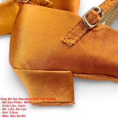 Giày Bé Gái Standard 501Y Gót Vuông (501Y) - Nâu Da Bò