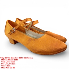 Giày Bé Gái Standard 501Y Gót Vuông (501Y) - Nâu Da Bò