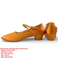 Giày Bé Gái Standard 501Y Gót Vuông (501Y) - Nâu Da Bò