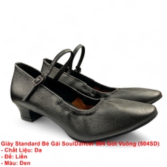 Giày Standard Bé Gái SoulDancer 504 Gót Vuông (504SD) - Đen