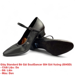 Giày Standard Bé Gái SoulDancer 504 Gót Vuông (504SD) - Đen