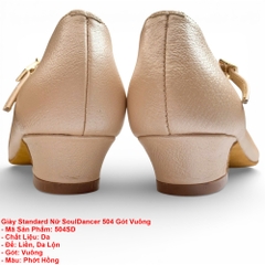 Giày Standard Nữ SoulDancer 504 Gót Vuông (504SD) - Da Hồng