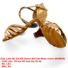 Giày Latin Bé Gái BD Dance 603 Gót Nhọn (603BDN) - Da