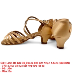 Giày Latin Bé Gái BD Dance 603 Gót Nhọn (603BDN) - Da