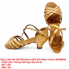 Giày Latin Bé Gái BD Dance 603 Gót Nhọn (603BDN) - Da