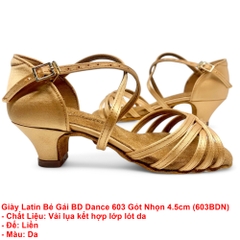 Giày Latin Bé Gái BD Dance 603 Gót Nhọn (603BDN) - Da