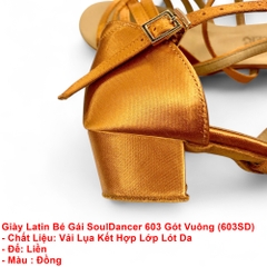 Giày Latin Bé Gái SoulDancer 603 Gót Vuông 3.5cm (603SD) - Nâu Da Bò