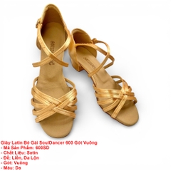 Giày Latin Bé Gái SoulDancer 603 Gót Vuông (603SD) - Da
