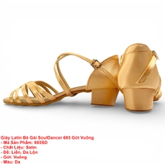 Giày Latin Bé Gái SoulDancer 603 Gót Vuông (603SD) - Da