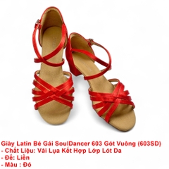 Giày Latin Nữ SoulDancer 603 Gót Vuông (603SD) - Đỏ.