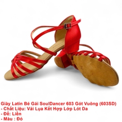 Giày Latin Nữ SoulDancer 603 Gót Vuông (603SD) - Đỏ.
