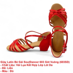 Giày Latin Nữ SoulDancer 603 Gót Vuông (603SD) - Đỏ.