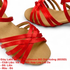 Giày Latin Nữ SoulDancer 603 Gót Vuông (603SD) - Đỏ.