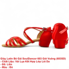 Giày Latin Nữ SoulDancer 603 Gót Vuông (603SD) - Đỏ.
