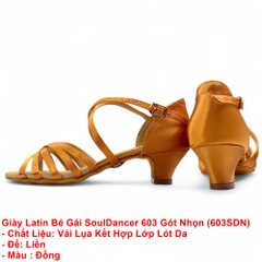 Giày Latin Bé Gái SoulDancer 603 Gót Nhọn 4.5cm (603SDN) - Nâu Da Bò