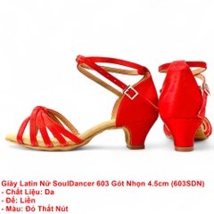 Giày Latin Nữ SoulDancer 603 Gót Nhọn 4.5cm (603SDN) - Đỏ Thắt Nút.