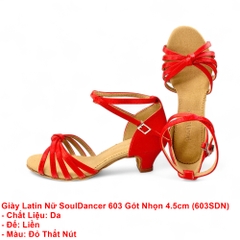 Giày Latin Nữ SoulDancer 603 Gót Nhọn 4.5cm (603SDN) - Đỏ Thắt Nút.