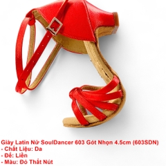 Giày Latin Nữ SoulDancer 603 Gót Nhọn 4.5cm (603SDN) - Đỏ Thắt Nút.
