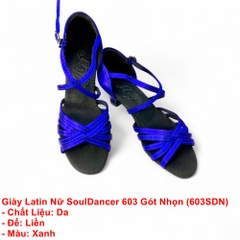 Giày Latin Nữ SoulDancer 603 Gót Nhọn (603SDN) - Xanh.