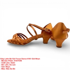 Giày Latin Bé Gái Focus Dance 6161 Gót Nhọn (6161FDN) - Nâu Da Bò