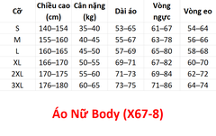 (Doubl) Áo Nữ Body (DB-X39-1) - Tím + Size