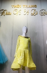 (VMV) Váy Bé Gái Cổ V - Vàng + Size