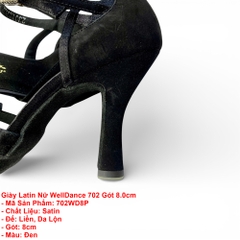 Giày Latin Nữ WellDance 702 Gót 8.0cm (702WD8P) - Đen