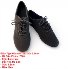 Giày Tập KDance 708, Gót 3.5cm (33->37) (708K) - Vải