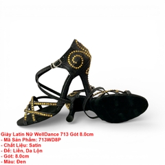 Giày Latin Nữ WellDance 713 Gót 8.0cm (713WD8P) - Đen