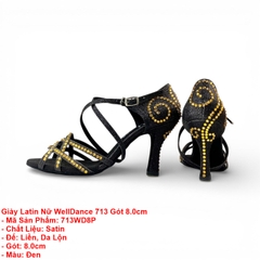 Giày Latin Nữ WellDance 713 Gót 8.0cm (713WD8P) - Đen